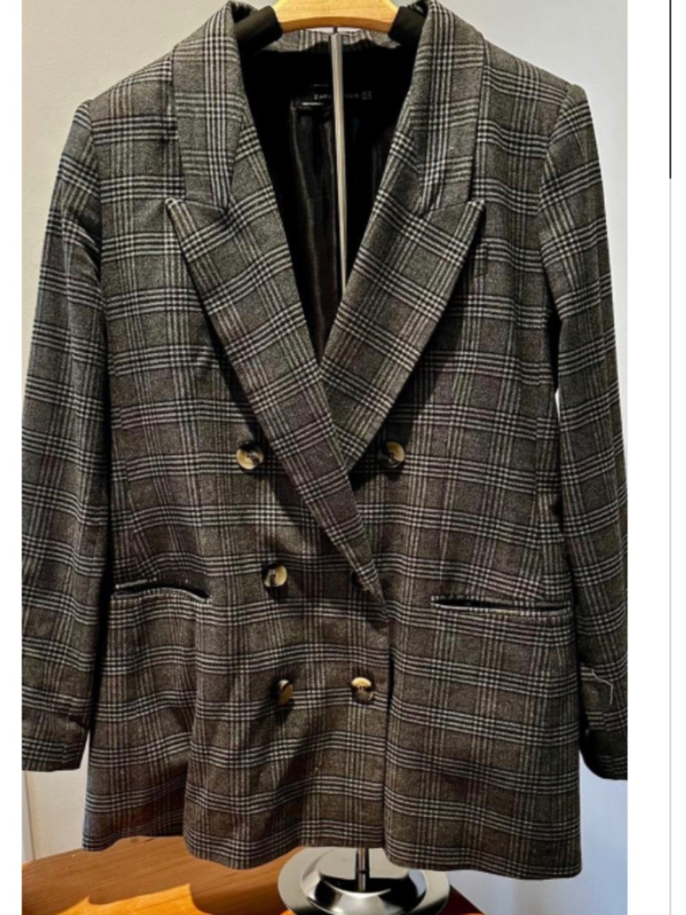ZARA DOUBLE-BREASTED CHECK BLAZER SZ XL